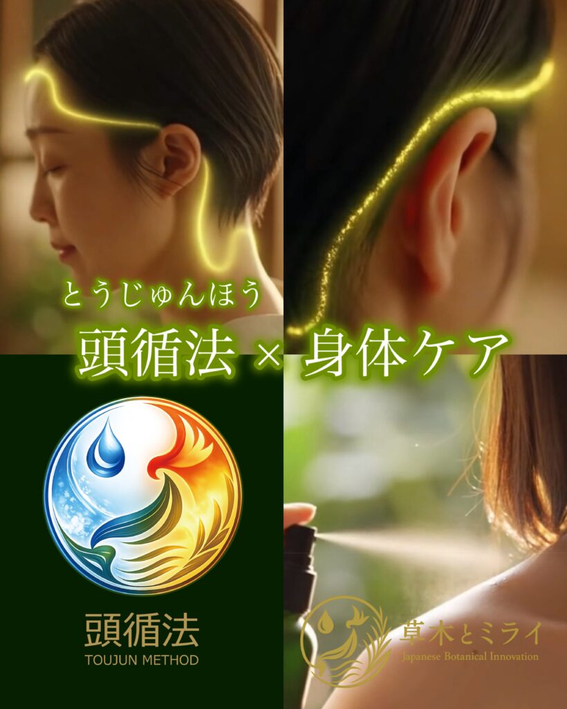 冷感で静め、温感でめぐらせる。頭循法に基づき、頭皮から首・肩・全身まで整えるプレミアム・ボタニカルトニック。
