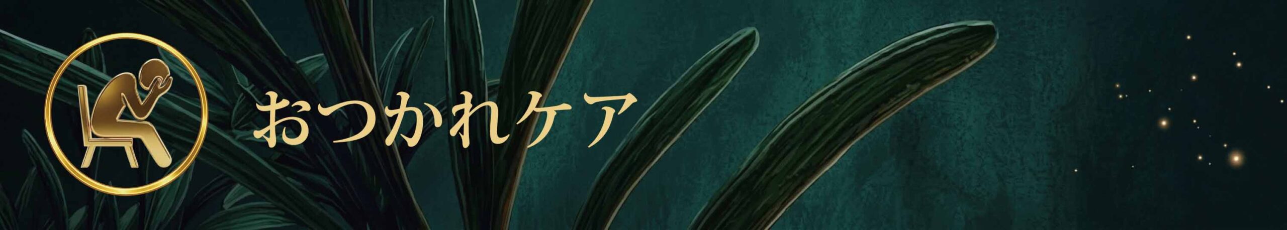シンプルな黒背景に、草木とミライのロゴが浮かび上がるデザイン。
清潔感と信頼を象徴し、「おつかれケア」の基礎イメージを表している。